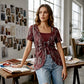 Damernas leopardmönstrad O-ring falsk tvådelad t-shirt