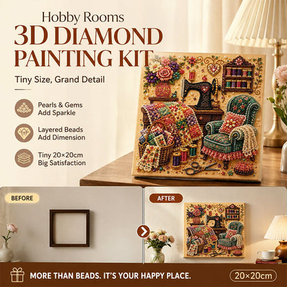 💎 50 % RABATT NU! 🎨 3D-diamond painting-set med mysiga hobbyrum – koppla av & skapa i sex motiv 🧘
