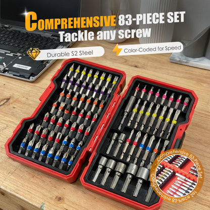 🔥50% RABATT NU! 83-delars skruvbitsats, hård & mångsidig för reparationer 🔧⚙️