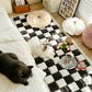 Krämfärgad stor rutig fyrkantig matta för husdjur Bäddsoffa